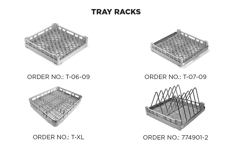 Plastic racks for plates, trays, cups 
